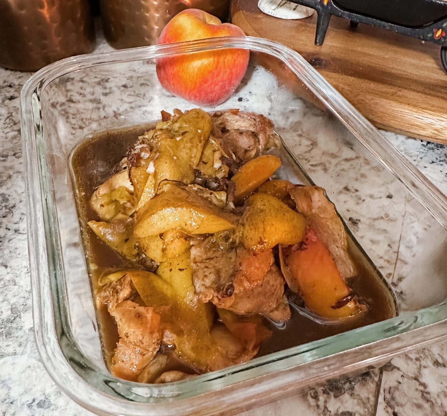 balsamic peach chicken thighs, delicious summer dish